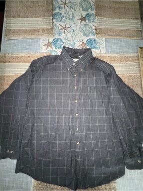 Viyella Men's Long Sleeve Shirt, Button-Down, Charcoal Windowpane, XXL